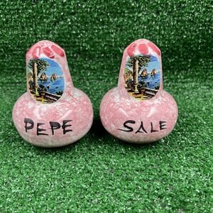 Rare Vintage Italian Ghord Shaped Sale & Pepe Salt & Pepper Shakers Pink White
